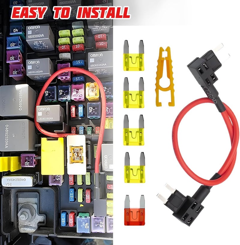 Sandfren Car TIPM Bypass Cable, Repair Fuel Pump Relay Kit, Vehicle Fuel Pump Relay Wiring Set with 5Pcs Fuses Clip, Auto Fuse Holder Adapter Accessories Compatible with 1500 2500 3500 - Image 5